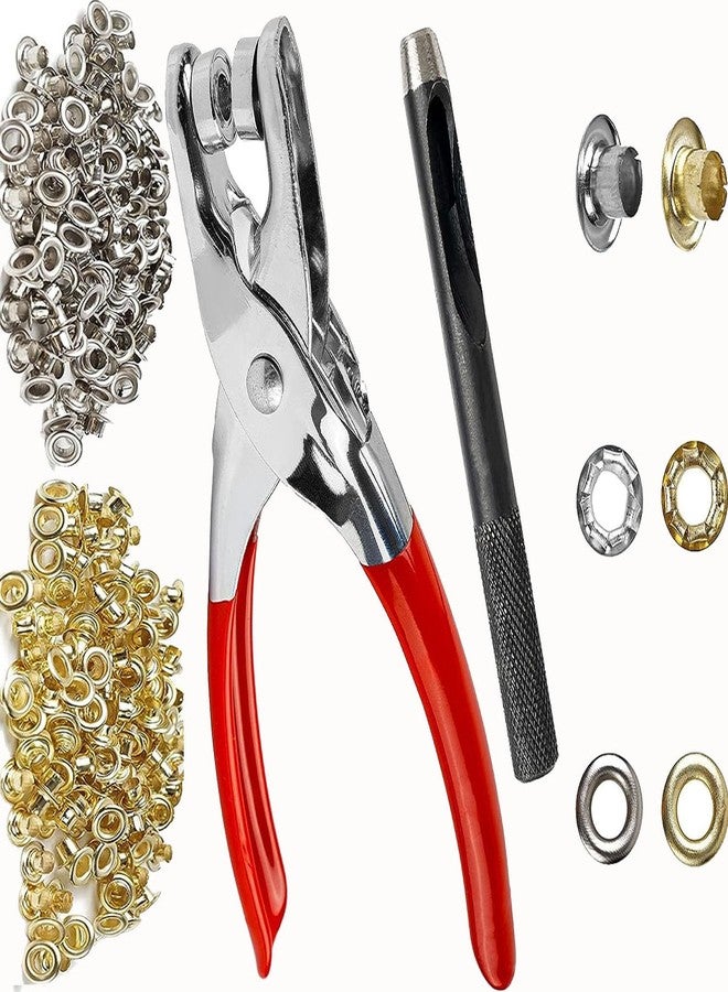 دي آي واي كرافتس مجموعة أدوات DIY Craft 500، حلقات معدنية قديمة/فضية، مجموعة أدوات حلقات معدنية مقاس 1/4 بوصة، مثقب ثقوب جلدية، مجموعة حلقات معدنية مع حلقات معدنية ذهبية وفضية للجلد والأحذية والأقمشة والأحزمة (500) - Image 1
